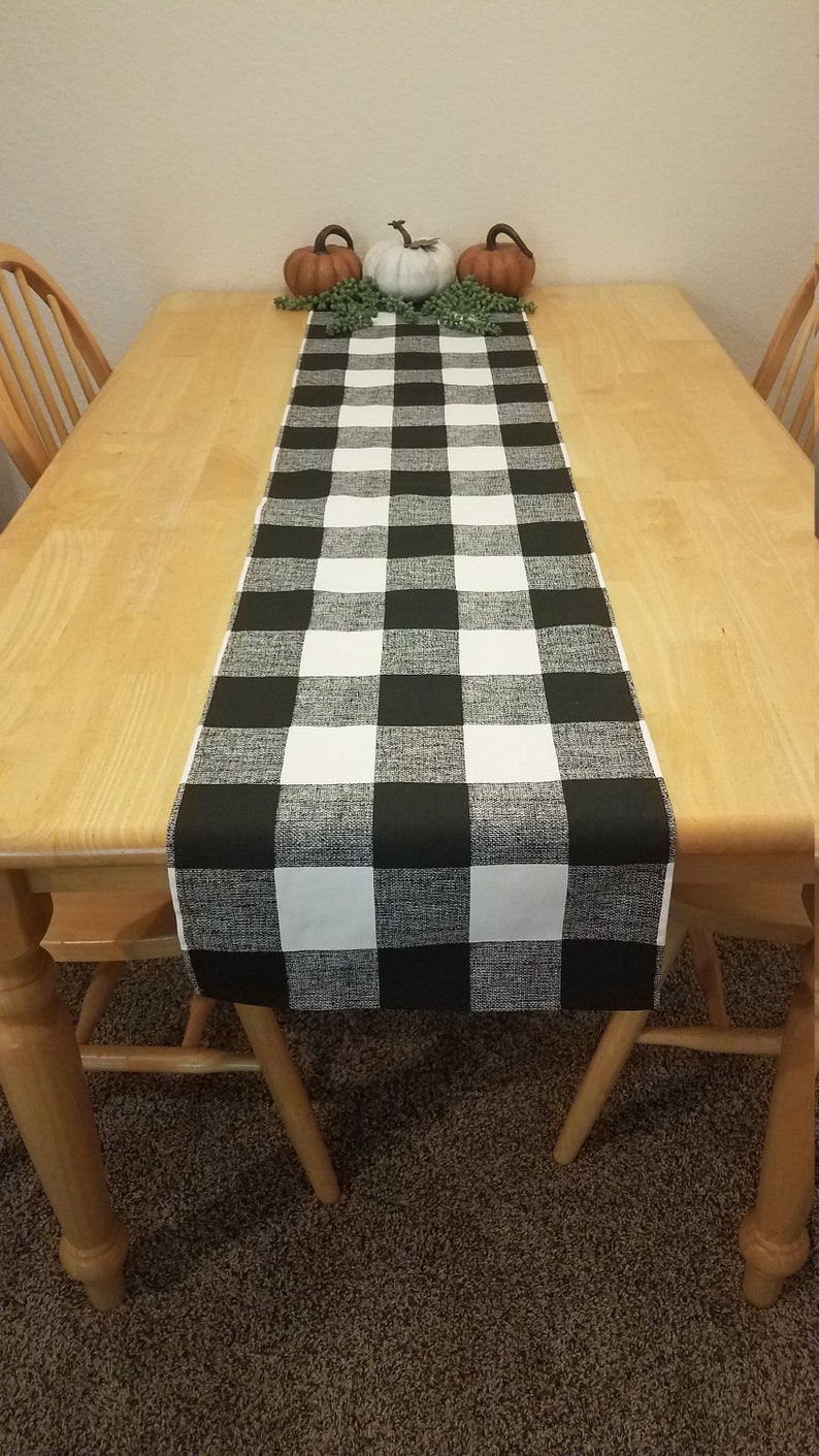 Buffalo Check Table Runners Black & White Table Runner Buffalo Check Farmhouse Table Runner Table Runner Home Decor, Gift for home image 3