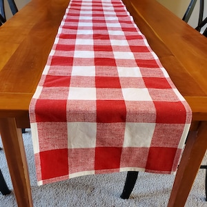 Buffalo Check Farmhouse Style Table Runners; red and white table runner; Buffalo check runner; Farmhouse Table Runner; Table Runner