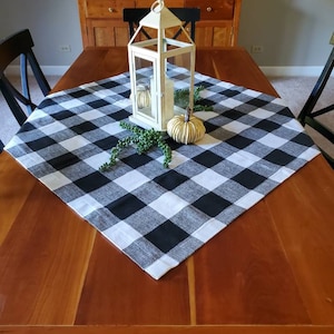 Buffalo check table throw; Table Throw; Buffalo Check Throw; Black and White Throw; Farmhouse Table Throw