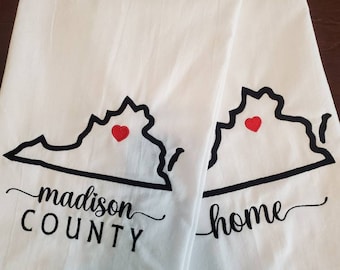 Embroidered State Tea Towel | New Homeowner Gift
