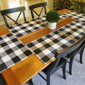 Buffalo Check Farmhouse Style Placemats Set; Buffalo Check Placemats; Black and White Placemats; Farmhouse Placemat