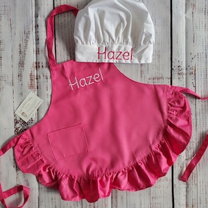Monogrammed Toddler Apron and Chef Hat Set |  Apron and Chef Hat |  Gift for Kids | Custom Apron | Custom Chef Hat | Kid Apron and Chef Hat
