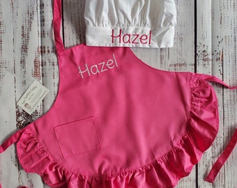 Monogrammed Toddler Apron and Chef Hat Set |  Apron and Chef Hat |  Gift for Kids | Custom Apron | Custom Chef Hat | Kid Apron and Chef Hat