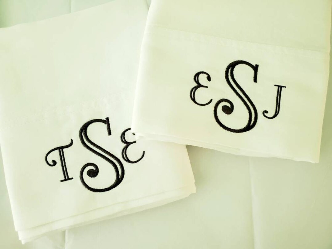 Set of 2 Pillowcases / Pillow Shams / Large Monogram – JuliaEmbroidery