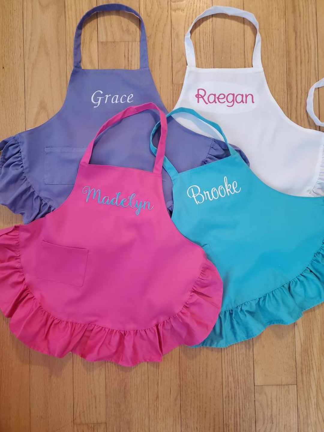 Monogrammed Toddler Aprons in Variety of Colors Ruffled Etsy