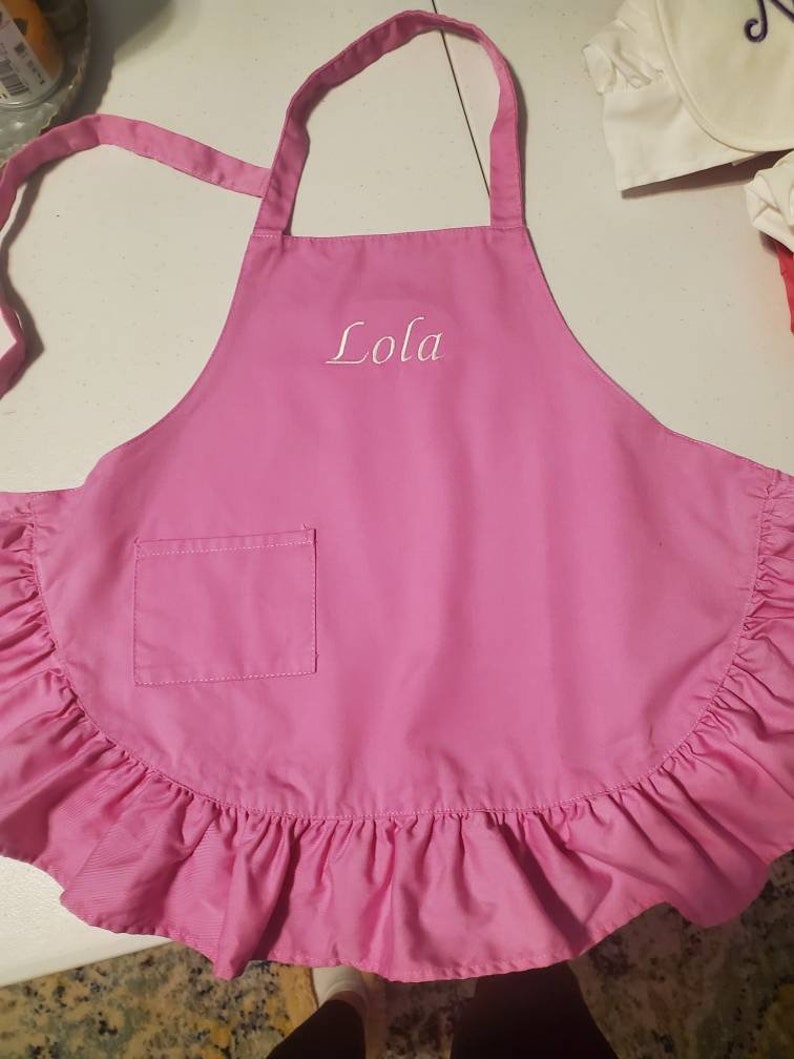 Rose Pink Ruffled Toddler Apron: Monogrammed Kids Apron - Etsy