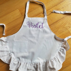 Monogrammed White Toddler Apron