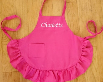 Pink Toddler Apron | Personalized Gift | Kid Apron | Pink Ruffled Apron | Custom Apron | Monogrammed Apron | Kid Gift | Toddler Apron, gift