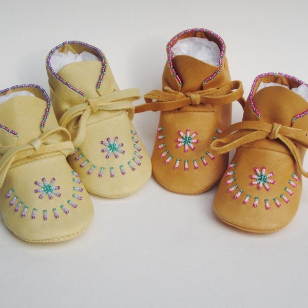 Personalize Your Custom Made Baby Moccasins in Bead Colors of Your Choice