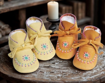 Personalize Your Custom Made Baby Moccasins in Bead Colors of Your Choice