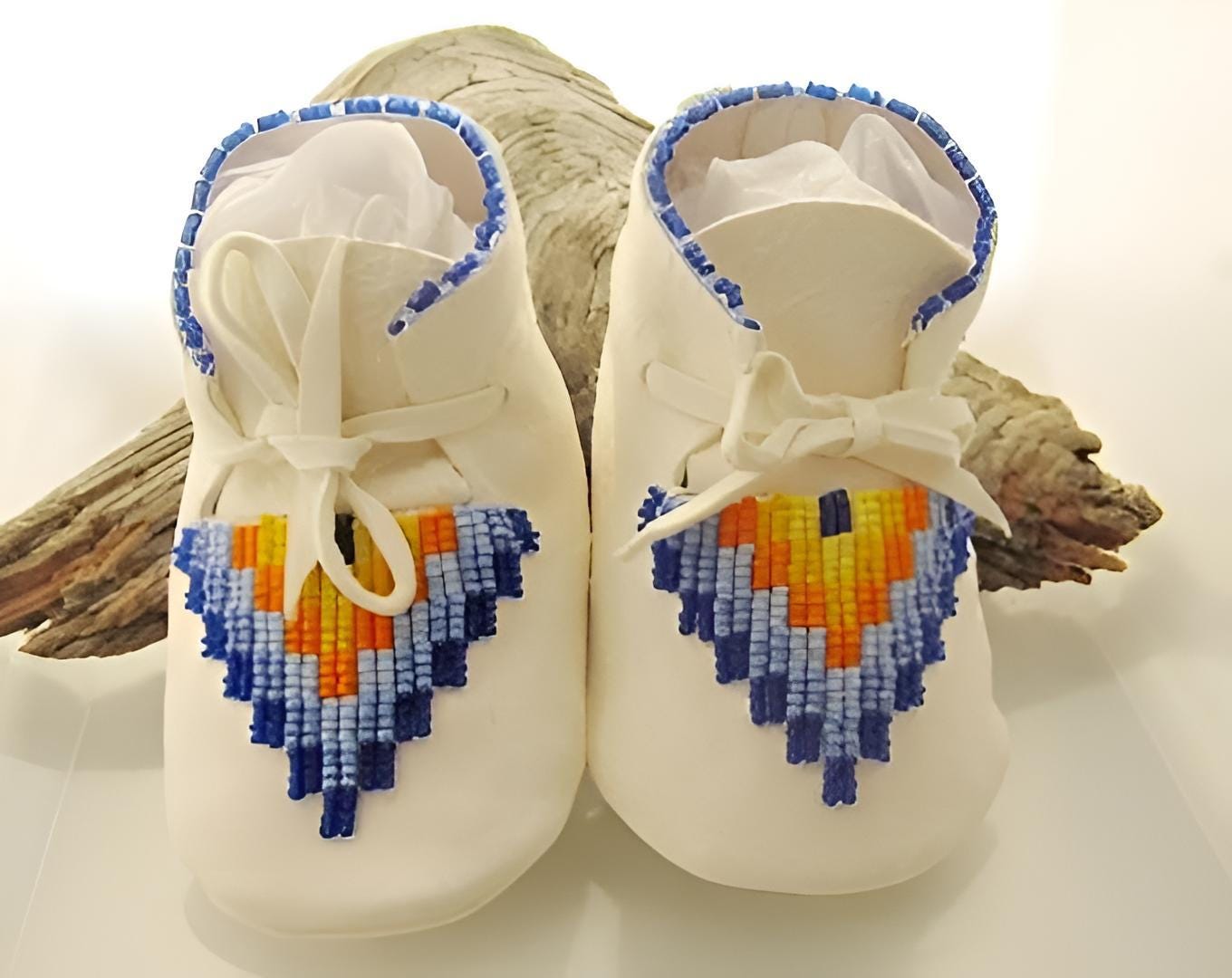 Native American Beaded Baby Moccasins: Deerskin Leather, Heirloom Gift