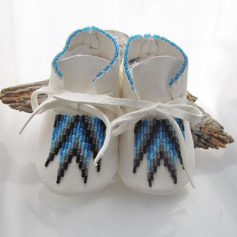 Native American Baby Boy Moccasins Blue & Black Beads Etsy