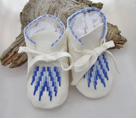 Native American Made Beaded Baby Boy Moccasins. Soft Soled Leather Newborn Shoes. Baby Shower Gift. First Birthday. Infant Crib Booties