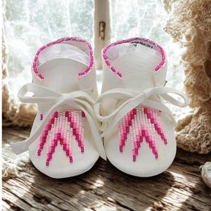 Handmade Beaded Baby Moccasins: Native American Made Soft-Soled Deer Hide Shoes