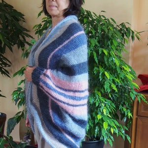 Oversized Mohair Knit Cardigan: Striped Blanket Knitwear