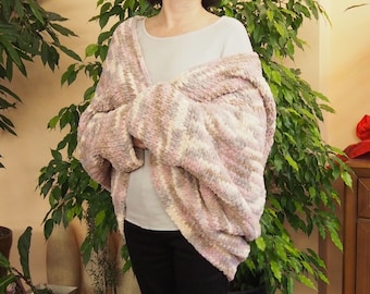 Handmade Chunky Knit Open Front Cardigan: Oversized Micropolyester Jacket