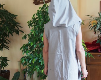 Hooded Linen Maxi Dress: Oversized Kaftan, Plus Size Clothing