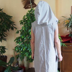 Hooded Linen Maxi Dress: Oversized Kaftan, Plus Size Clothing