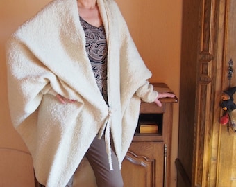 Plus Size Cardigan, Wide Sleeves Cardigan, Wool Knitted Cardigan, Oversize Cardigan, Plus Size Clothing, Women Blanket Cardigan, Nara GKV003