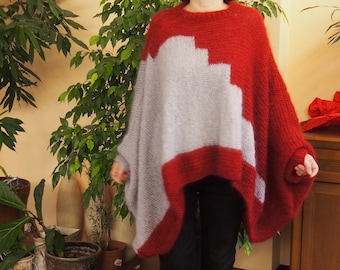 Hand Knit Mohair Tunic: Boho Slouchy Oversized Sweater