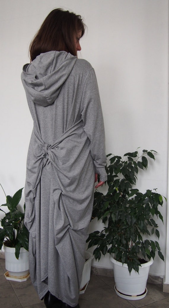 long sleeve hooded maxi dress