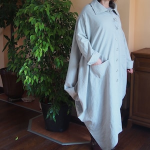 Loose Linen Cloak: Asymmetrical Duster Coat, Plus Size