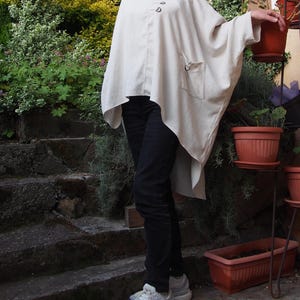 YUCCA Long Linen Tunic Dress, Asymmetrical Loose Fitting