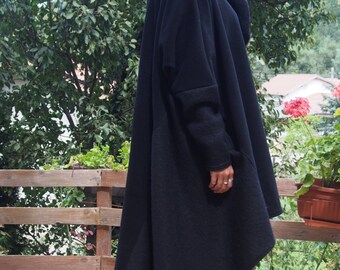 Asymmetric Wool Coat - Plus Size Long Coat