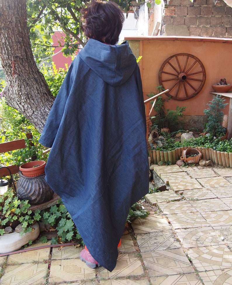 Denim Coat Plus Size Long Coat Denim Coat With a Hood Loose Cardigan ...