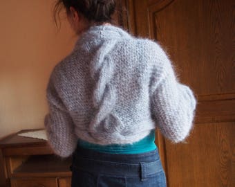 Knitted Mohair Bolero Shrug: Long Sleeve Cardigan