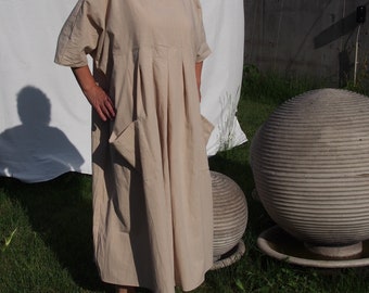 Pleated Linen Dress, Linen Shirt Dress, Plus Size Maxi Dress