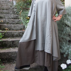 Asymmetric Linen Maxi Dress: Plus Size Kaftan, Oversize Tunic