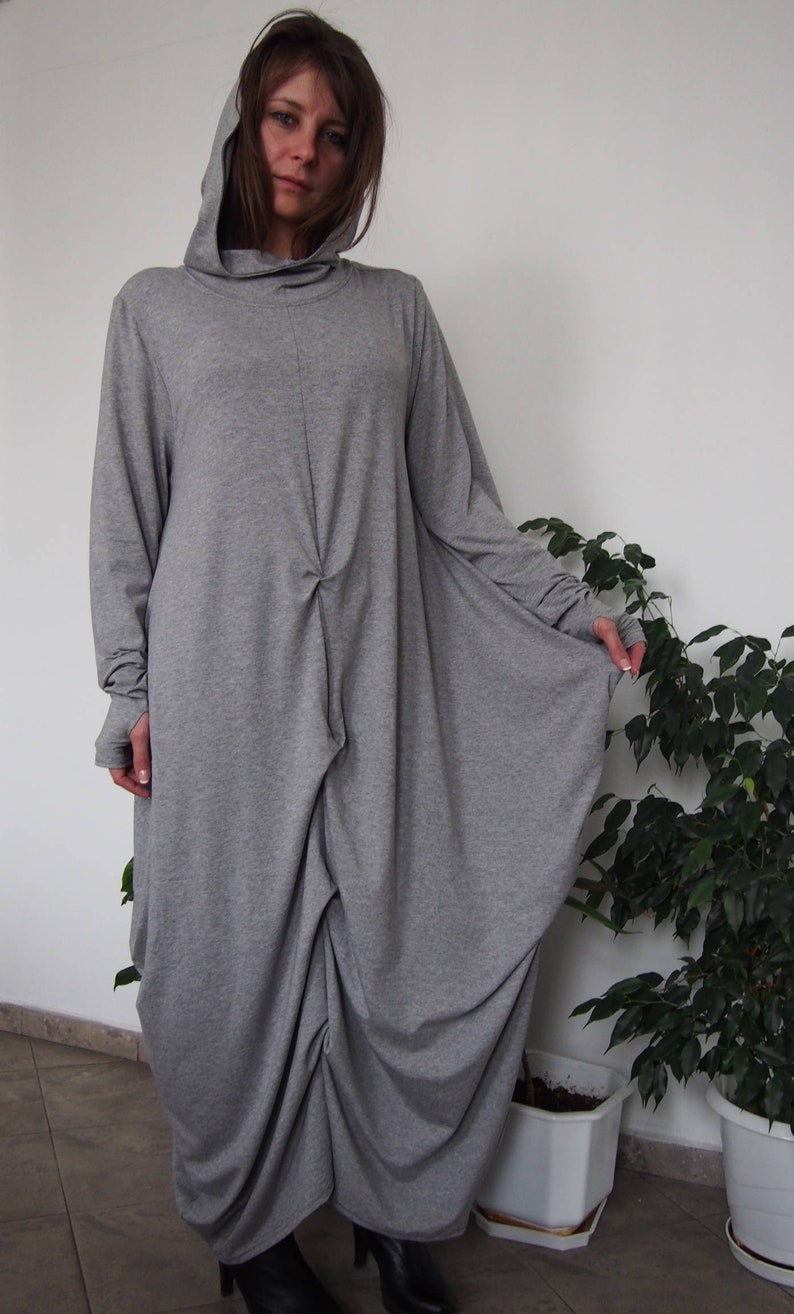 Hooded Maxi Dress Draped Dress Dress for Women Plus Size - Etsy