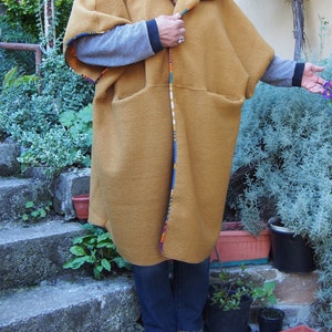 Oversized Coat with Large Pockets Comfortable Warm Cashmere Poncho Coat- Poncho & Nara PCH014