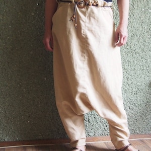 Loose Linen Harem Pants: Drop Crotch Oversize Trousers