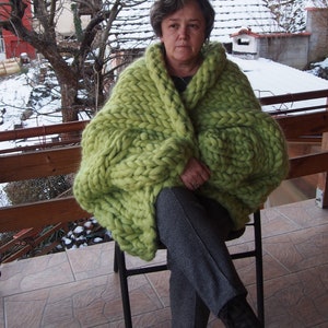 Handmade Wool Knit Cardigan: Chunky Oversized Coat