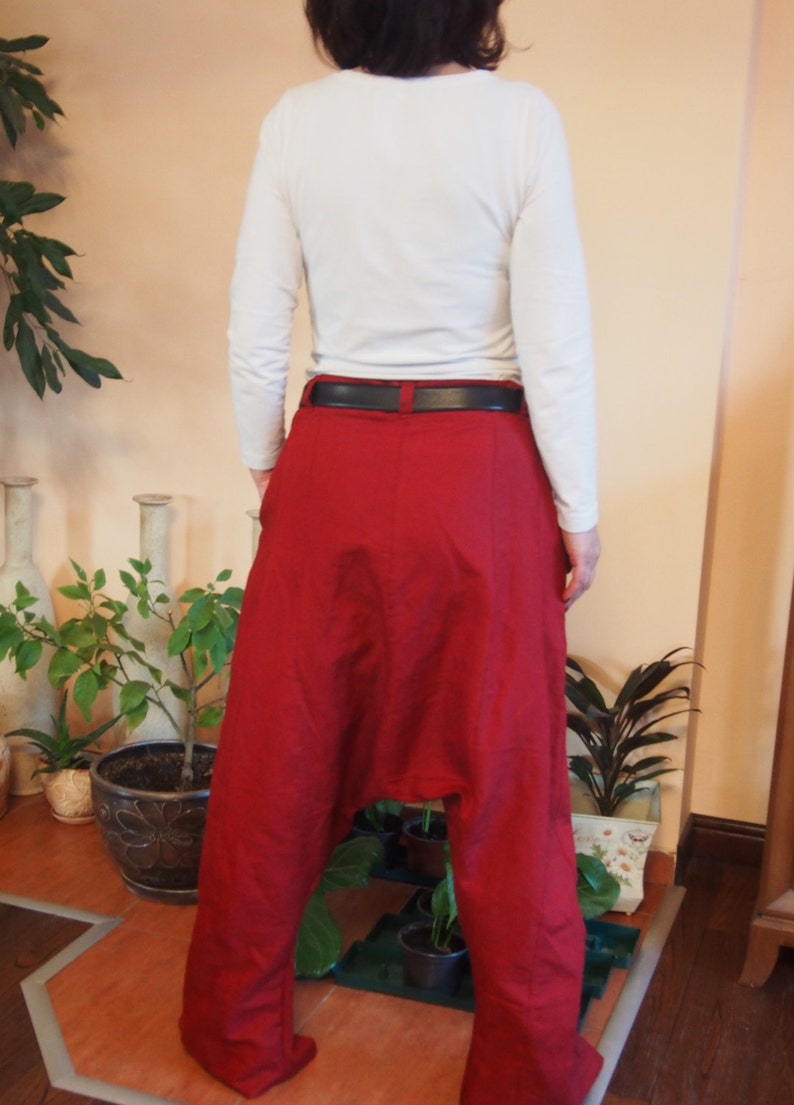 red linen pants