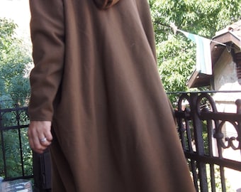 Hooded Wool Coat: Asymmetric Long Cardigan, Plus Size