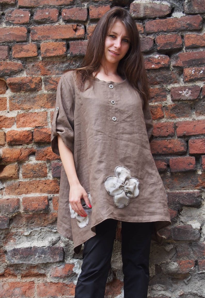 long linen frock design