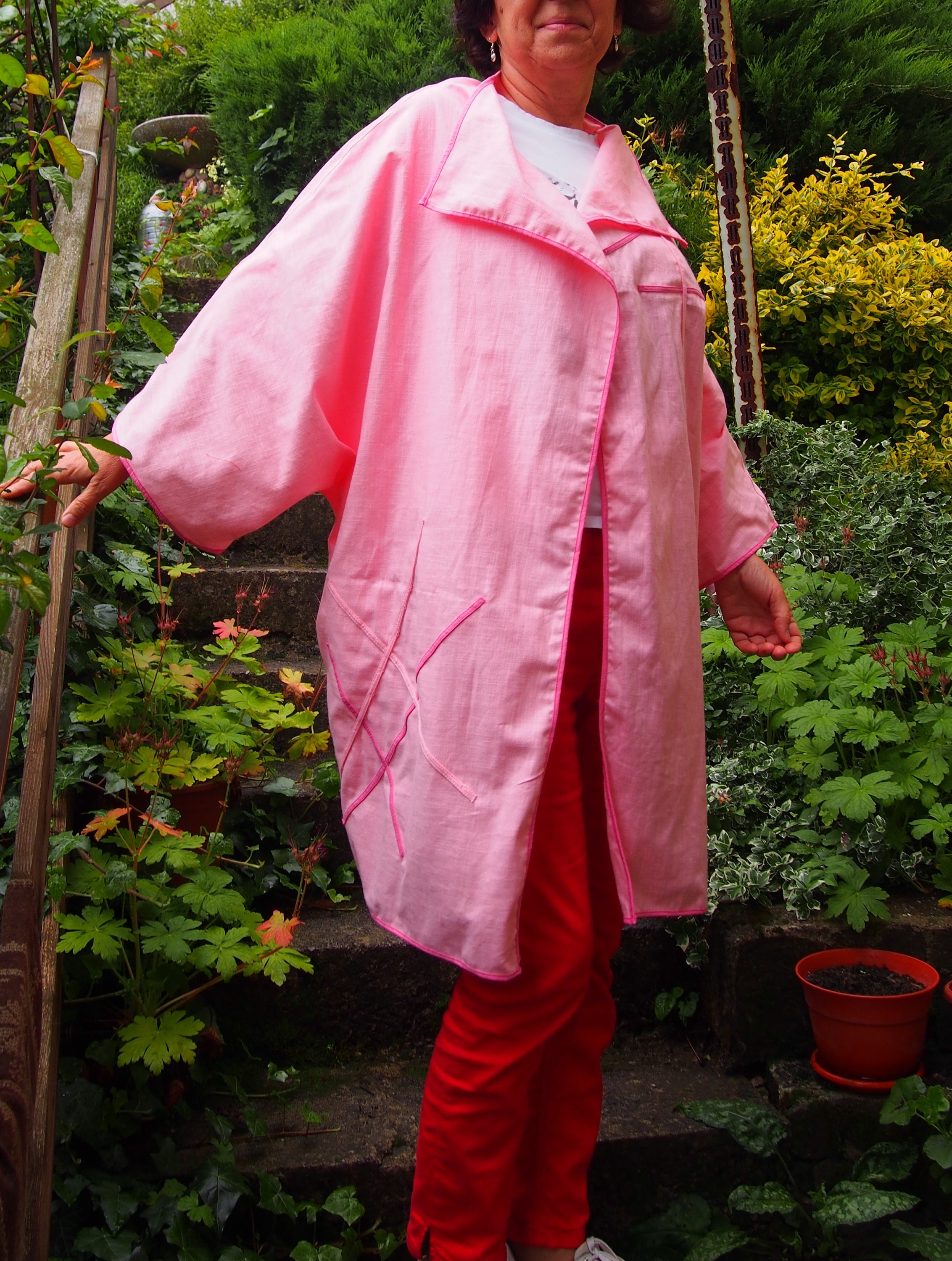 Oversized Linen Cardigan Coat: Wide Sleeve Poncho - Etsy
