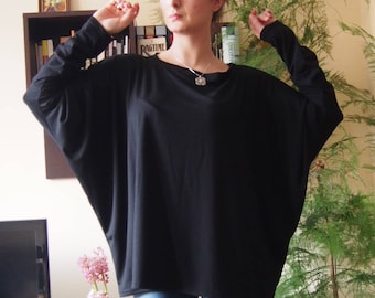 Over-sized Long Sleeve Blouse Jersey Tunic Elegant Top & Nara TT017