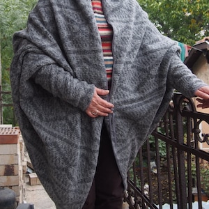 Wool Knit Dolman Sleeve Cardigan Jacket - Plus Size
