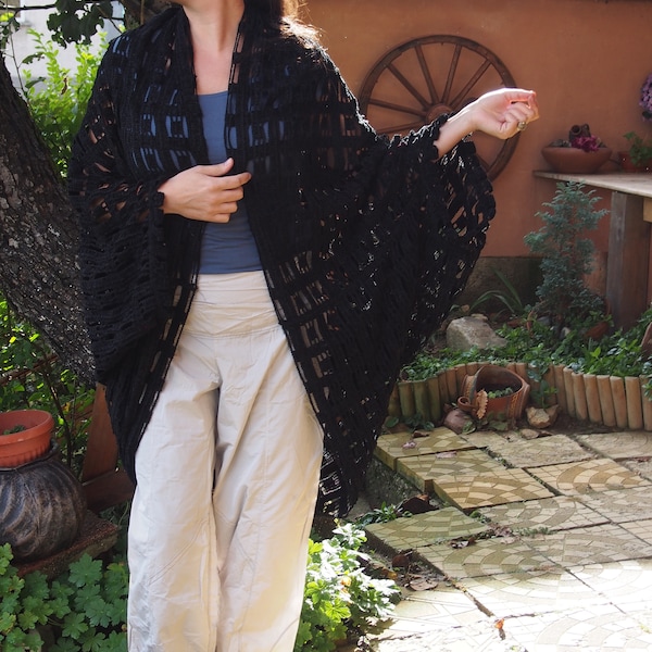 Black Velvet  Cardigan Knitted Cardigan Long Dolman Jacket Long Version Plus Size Cardigan & Nara GIL042