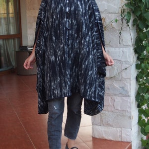 Cardigan couverture en laine : écharpe cardigan en tricot à manches larges, grande taille