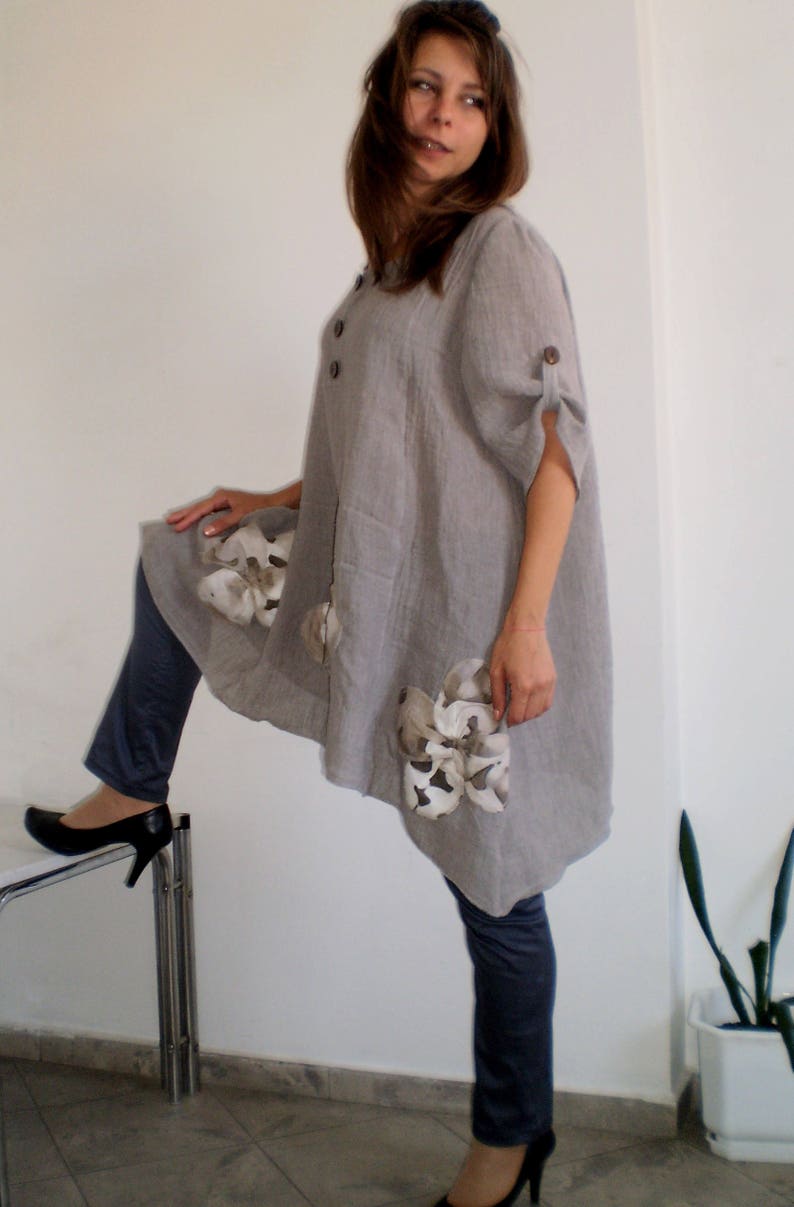 Long Linen Tunic Midi Dress Plus Sizes Tunic Asymmetrical | Etsy