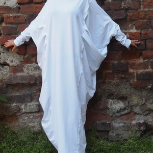 White Loose Plus Size Dress: Jersey Long Tunic Top
