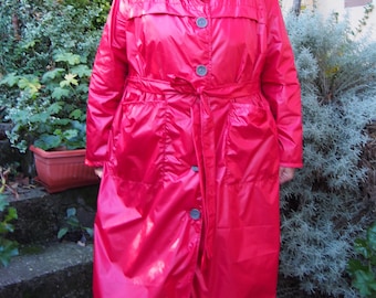 FisherMan RainWear 赤 レインウェア 70年代風の赤い防水レインコート：フード付きマキシ丈マント - Etsy 日本