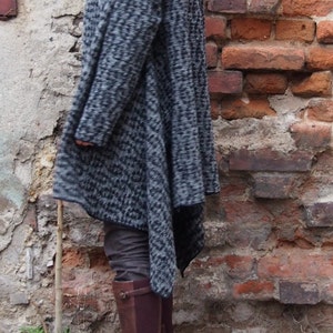 Asymmetrical Wool Dolman Cardigan - Long Plus Size Coat