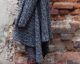 Cardigan Dolman asimmetrico in lana - Cappotto lungo taglie forti
