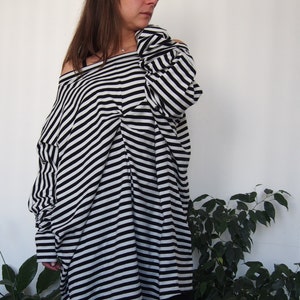 Striped Oversized Tunic Dress: Women&#39;s Long Sleeve Jersey Top